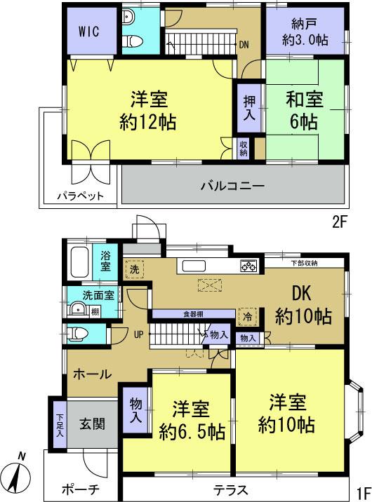 Floor plan. 27,800,000 yen, 4DK+S, Land area 216.89 sq m , Building area 120.91 sq m