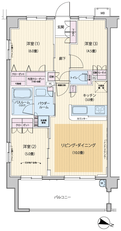 Floor: 3LDK, occupied area: 63 sq m, Price: 28,300,000 yen, now on sale