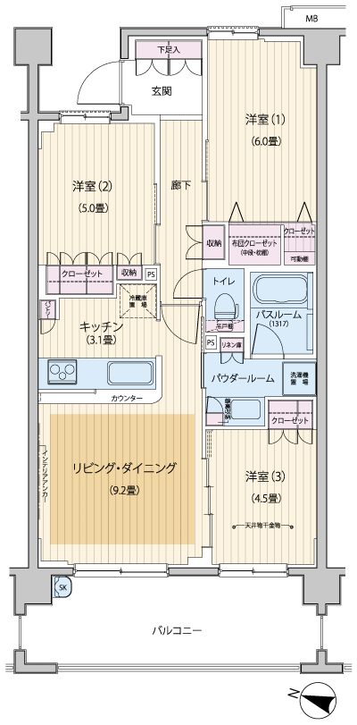 Floor: 3LDK, occupied area: 63.87 sq m, Price: 31,800,000 yen, now on sale