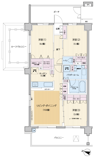 Floor: 3LDK + Wic, the occupied area: 70.56 sq m, Price: 36,800,000 yen, now on sale