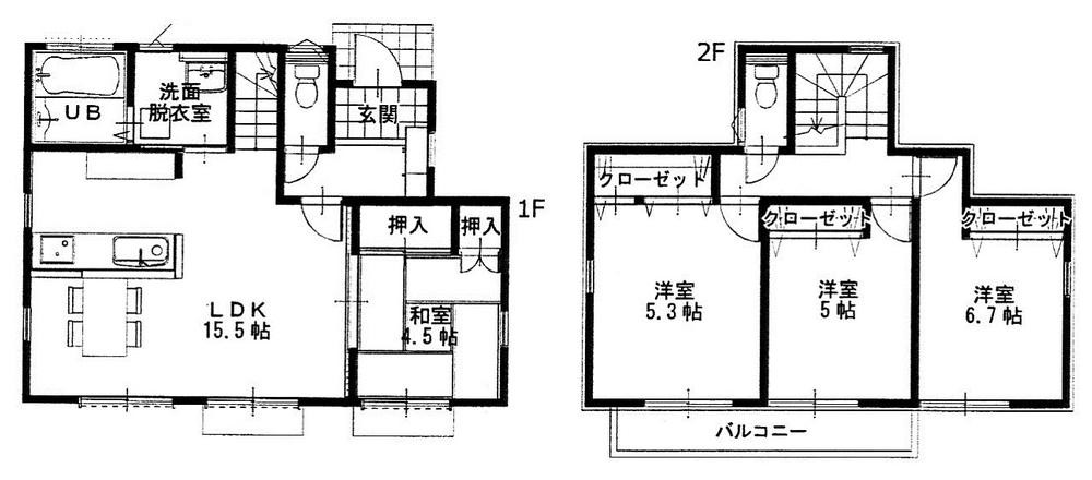 Building plan example (floor plan). Building plan example (No. 1 place) building price 16.8 million yen, Building area 92.87 sq m