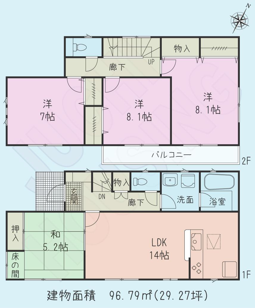 Floor plan. (3 Building), Price 30,800,000 yen, 4LDK, Land area 181.73 sq m , Building area 96.79 sq m