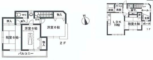 Floor plan. 21,700,000 yen, 4LK, Land area 211.83 sq m , Building area 92.33 sq m