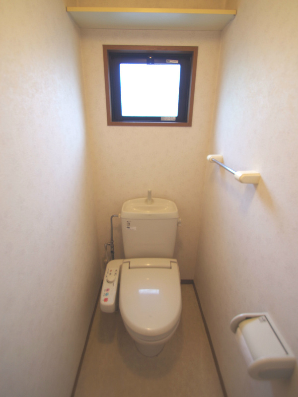 Toilet. Warm water washing toilet seat, which is also the window there is a shelf at the top! 