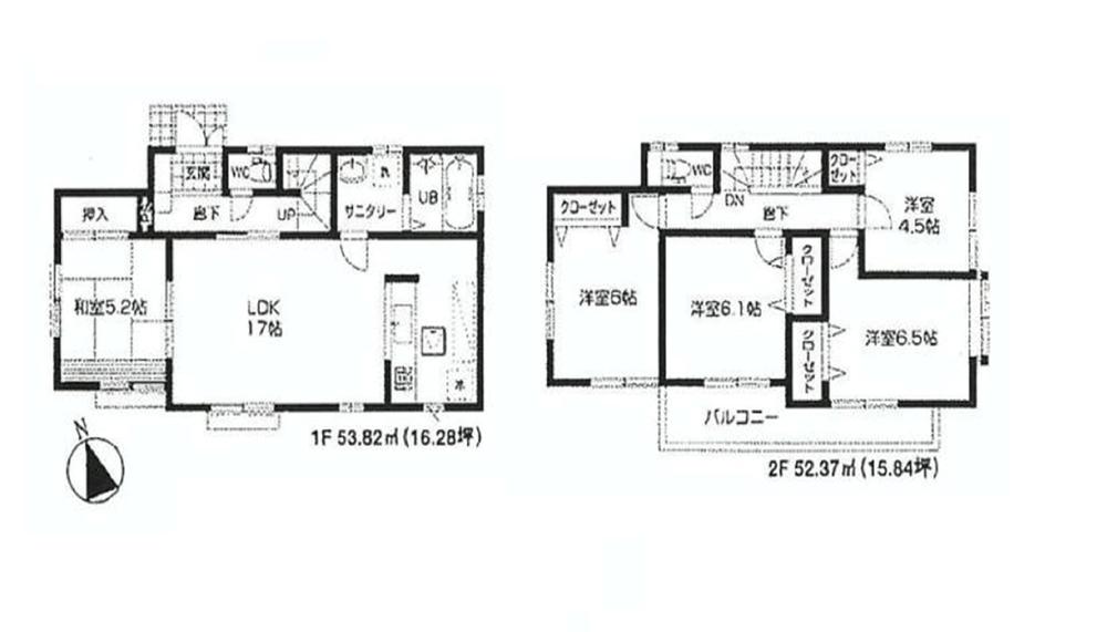 Floor plan. (1 Building), Price 39,800,000 yen, 5LDK, Land area 170.2 sq m , Building area 106.19 sq m