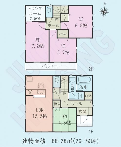 Floor plan. 25,800,000 yen, 4LDK, Land area 113.78 sq m , Building area 88.28 sq m