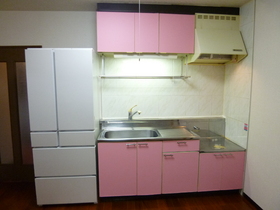 Kitchen. Pink cute kitchen