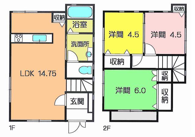 Floor plan. 20.8 million yen, 3LDK, Land area 132.48 sq m , Building area 70 sq m