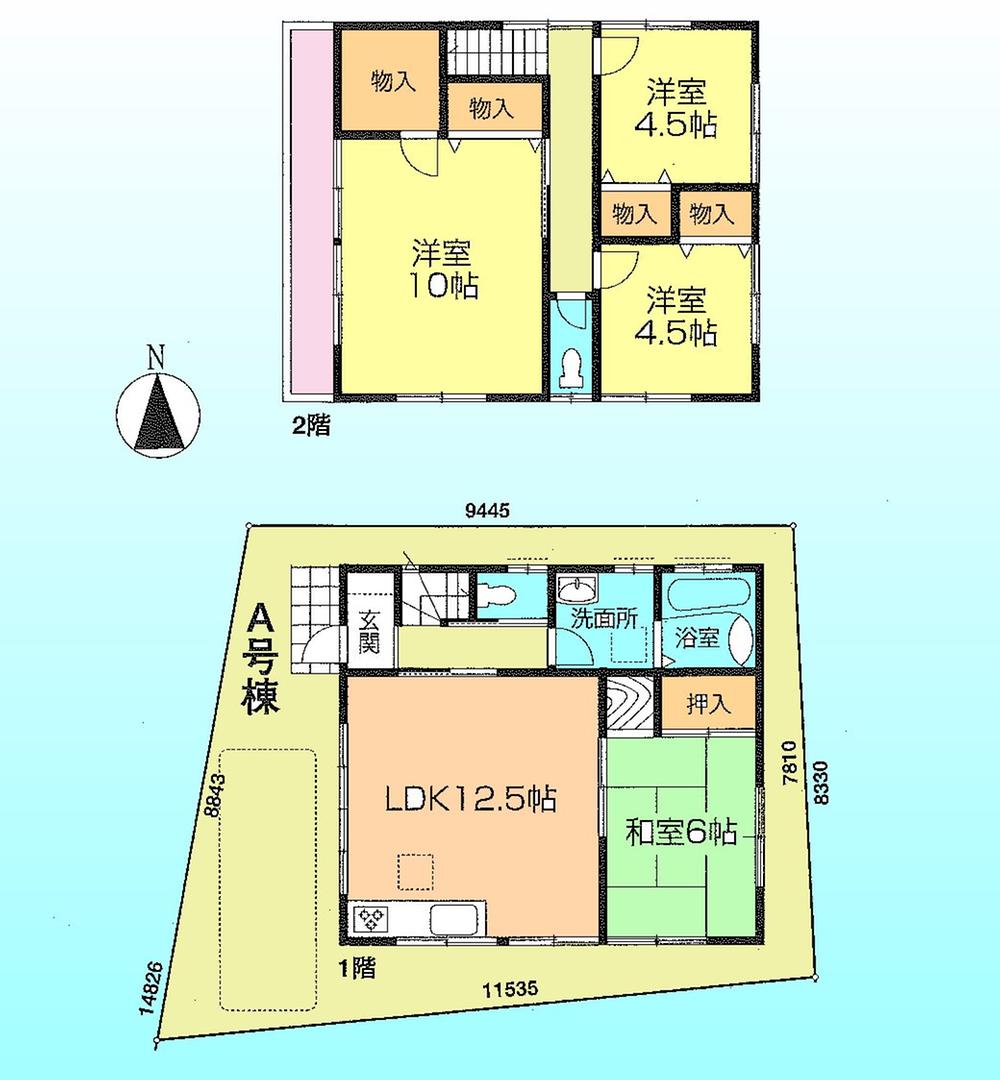 Floor plan. (A Building), Price 23.5 million yen, 4LDK, Land area 85.18 sq m , Building area 92.54 sq m