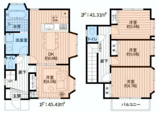 Floor plan. 28,300,000 yen, 4DK, Land area 151.53 sq m , Building area 86.74 sq m