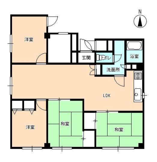 Floor plan. 4LDK, Price 35 million yen, Occupied area 89.57 sq m , Balcony area 34.89 sq m