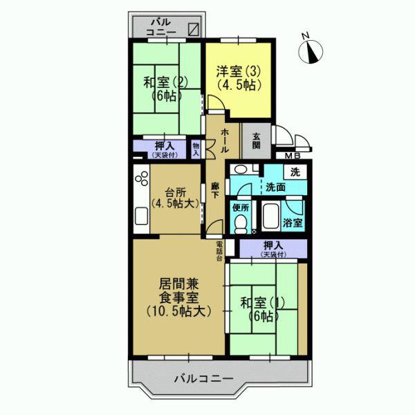 Floor plan. 3LDK, Price 15.3 million yen, Occupied area 75.73 sq m , Balcony area 10.08 sq m