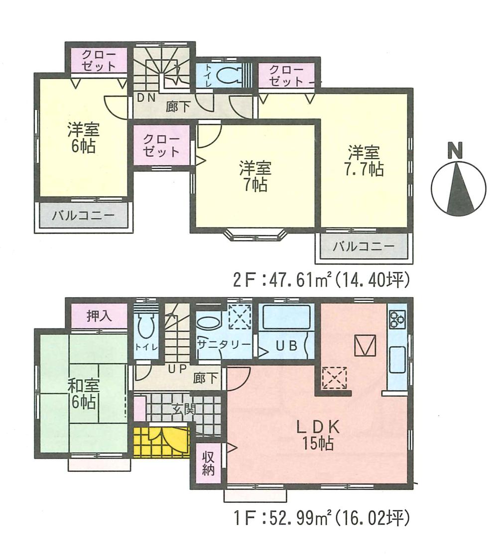 Floor plan. (Building 2), Price 39,800,000 yen, 4LDK, Land area 142.62 sq m , Building area 100.6 sq m