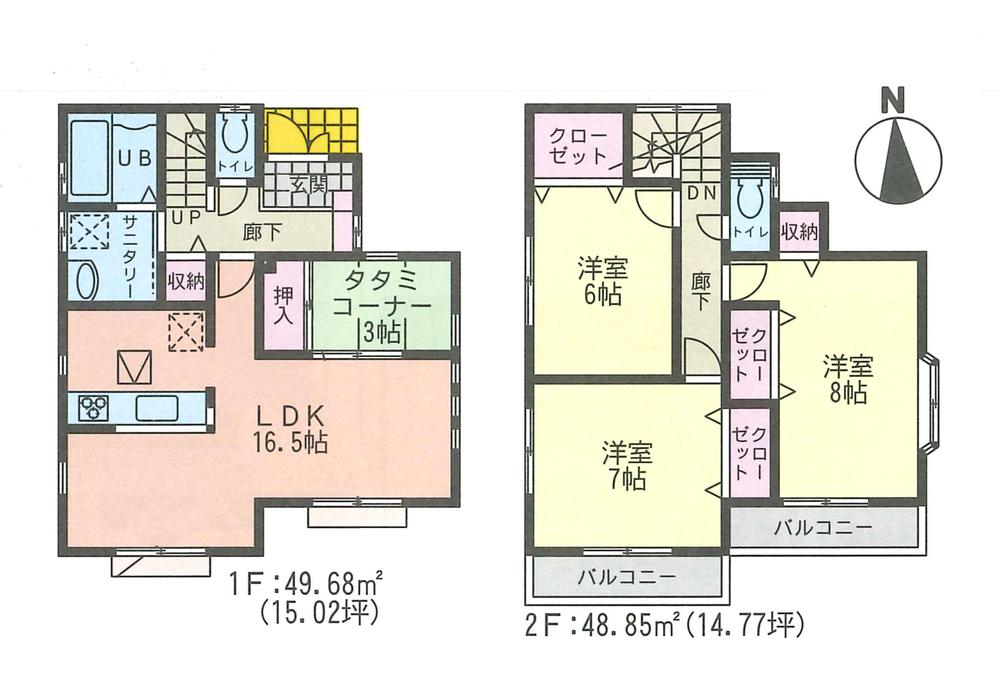 Floor plan. (6 Building), Price 35,800,000 yen, 4LDK, Land area 125.02 sq m , Building area 98.53 sq m