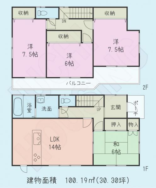 Floor plan. 42,800,000 yen, 4LDK, Land area 216.37 sq m , Building area 100.19 sq m