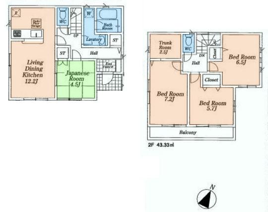 Floor plan. 28.8 million yen, 4LDK+S, Land area 113.3 sq m , Building area 88.28 sq m