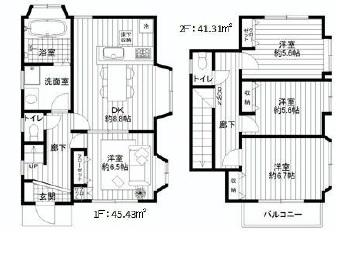 Floor plan. 28,300,000 yen, 4DK, Land area 151.53 sq m , Building area 86.74 sq m