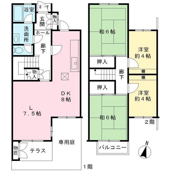 Floor plan. 4LDK, Price 12.9 million yen, Occupied area 92.44 sq m , Balcony area 2.45 sq m