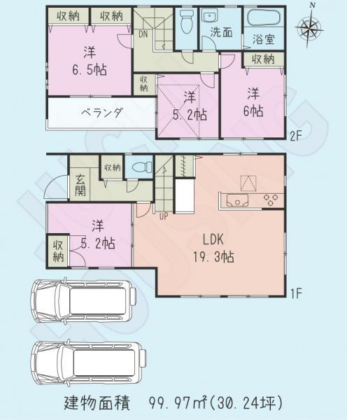 Floor plan. 34,800,000 yen, 4LDK, Land area 120.58 sq m , Building area 99.97 sq m