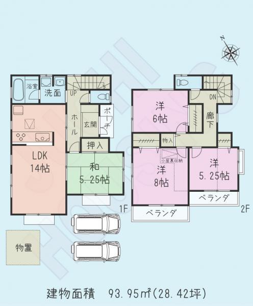 Floor plan. 19,800,000 yen, 4LDK, Land area 125.19 sq m , Building area 93.95 sq m