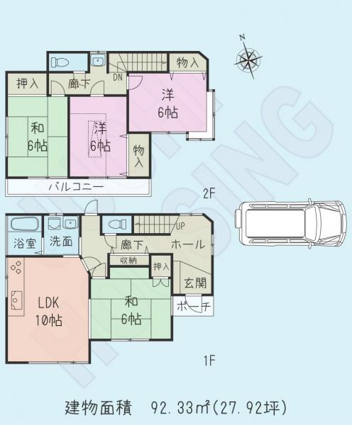 Floor plan. 21,700,000 yen, 4LDK, Land area 211.83 sq m , Building area 92.33 sq m