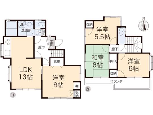 Floor plan. 18.6 million yen, 4LDK, Land area 48.25 sq m , Building area 91.43 sq m floor plan