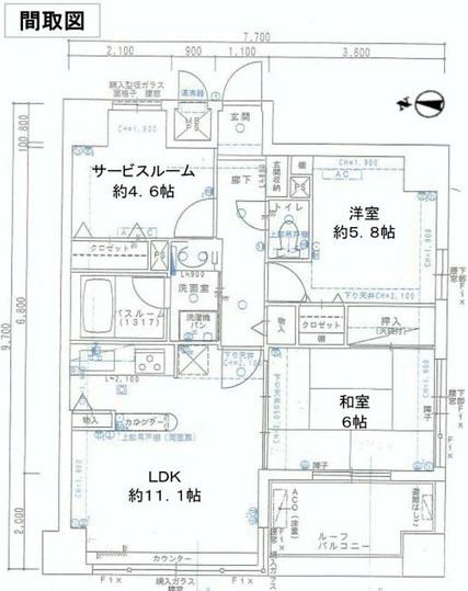 Floor plan. 3LDK, Price 22,800,000 yen, Occupied area 63.53 sq m , Balcony area 7.2 sq m