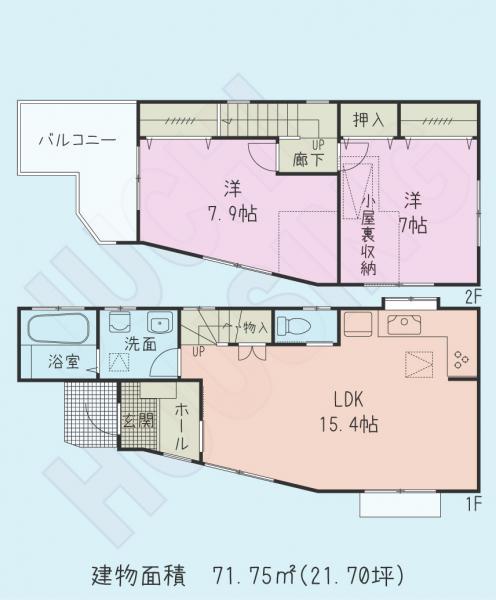 Floor plan. 26,800,000 yen, 2LDK, Land area 97.81 sq m , Building area 71.75 sq m
