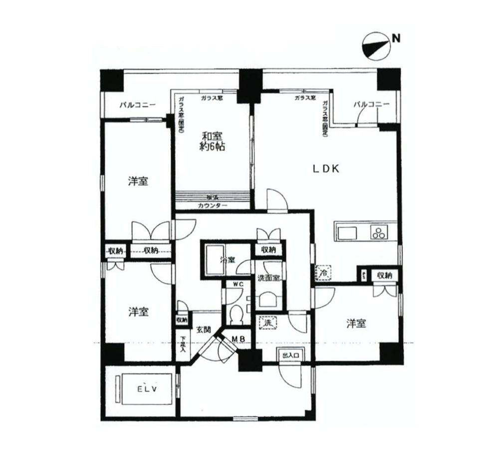 Floor plan. 4LDK, Price 23.5 million yen, Occupied area 97.04 sq m , Balcony area 12 sq m 4LDK ・ Floor plan of all rooms daylight