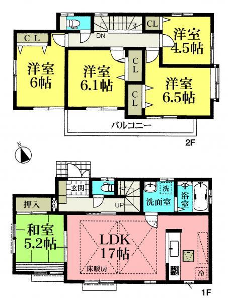 Floor plan. 39,800,000 yen, 5LDK, Land area 170.2 sq m , Building area 106.19 sq m