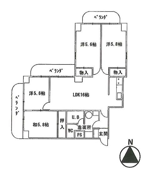 Floor plan. 4LDK, Price 18,800,000 yen, Footprint 85.2 sq m , Balcony area 16.11 sq m