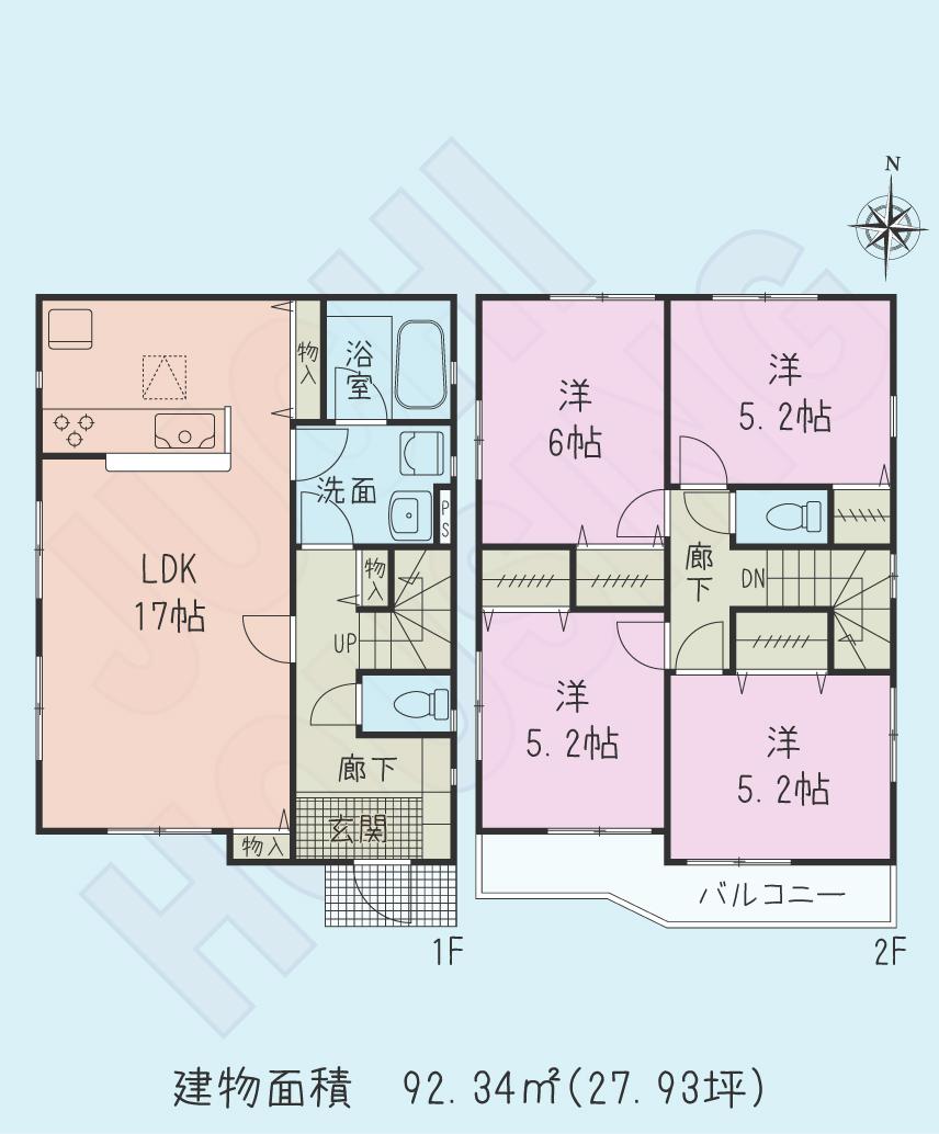 Floor plan. (4 Building), Price 26,800,000 yen, 4LDK, Land area 120.49 sq m , Building area 92.34 sq m
