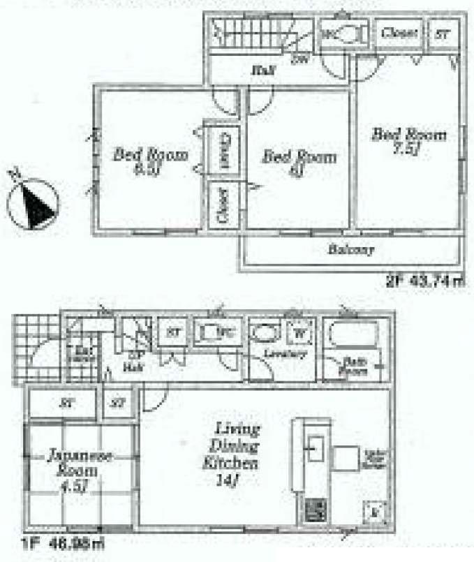 Floor plan. (3 ●), Price 23,300,000 yen, 4LDK, Land area 130.09 sq m , Building area 90.72 sq m