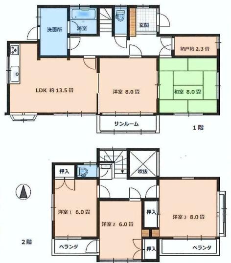Floor plan. 19,800,000 yen, 3LDK, Land area 258.08 sq m , Building area 115.49 sq m