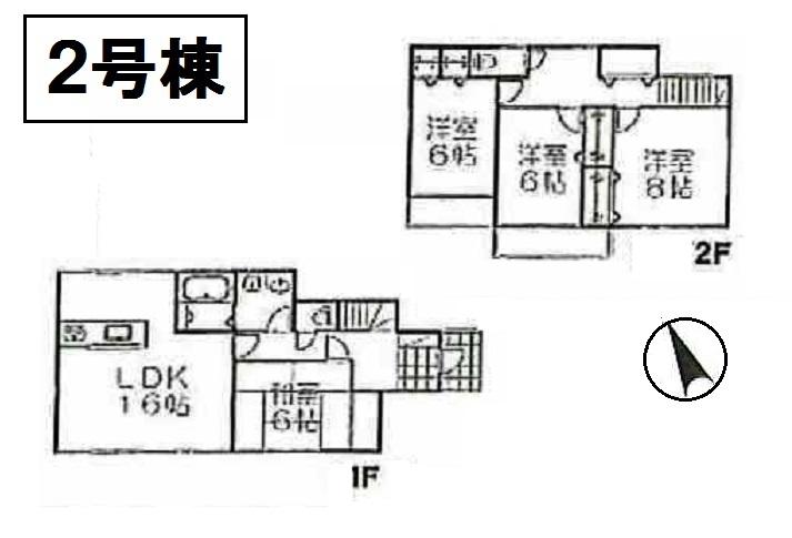 Floor plan. (Building 2), Price 23,700,000 yen, 4LDK, Land area 171.54 sq m , Building area 105.57 sq m