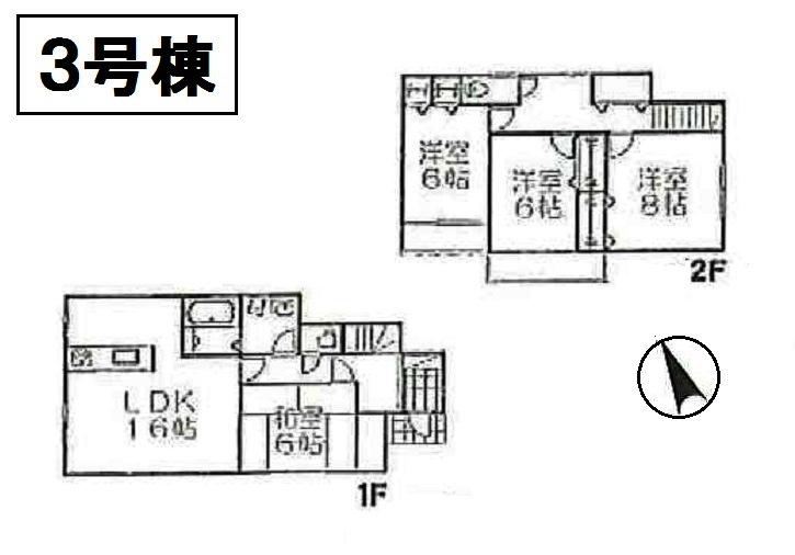 Floor plan. (3 Building), Price 23.8 million yen, 4LDK, Land area 168.06 sq m , Building area 105.57 sq m