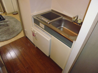 Kitchen. A kitchen with a mini fridge