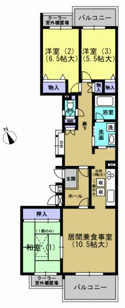 Floor plan. 3LDK, Price 21,800,000 yen, Occupied area 88.42 sq m