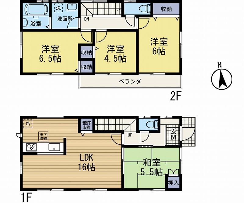Floor plan. (1 Building), Price 25,800,000 yen, 4LDK, Land area 126.27 sq m , Building area 91.08 sq m