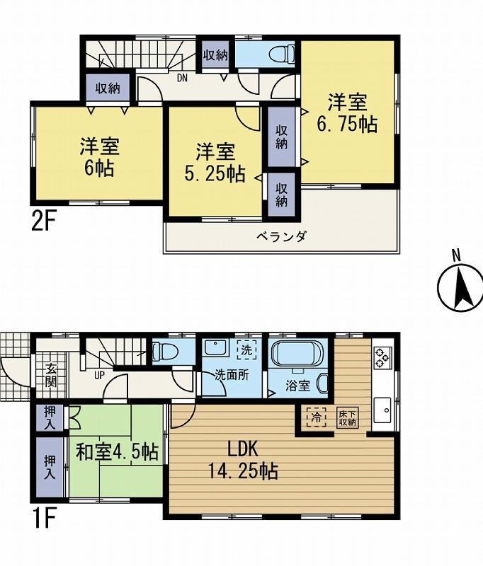 Floor plan. (4 Building), Price 24,800,000 yen, 4LDK, Land area 126.27 sq m , Building area 91.91 sq m