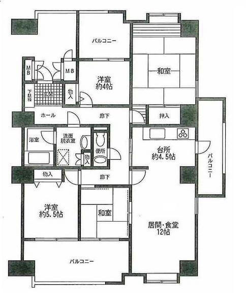 Floor plan. 4LDK, Price 24,800,000 yen, Occupied area 99.36 sq m , Balcony area 22.56 sq m