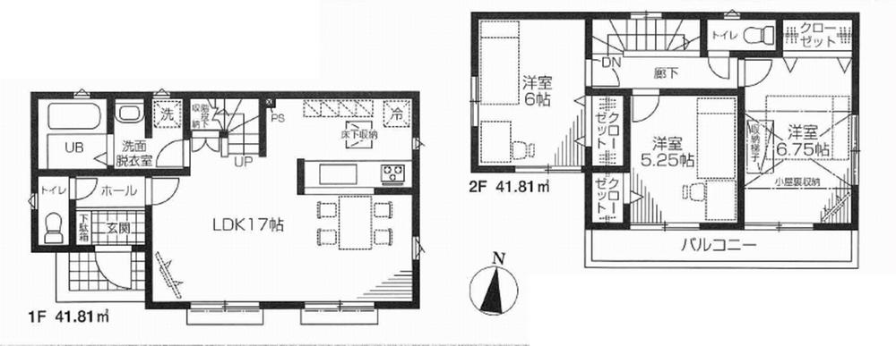 Floor plan. 21,800,000 yen, 3LDK, Land area 105.29 sq m , Building area 83.62 is with a sq m Zenshitsuminami facing 3LDK Grenier