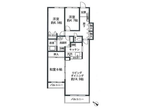 Floor plan. 3LDK, Price 14.8 million yen, Occupied area 79.91 sq m , Balcony area 5.6 sq m housing wealth