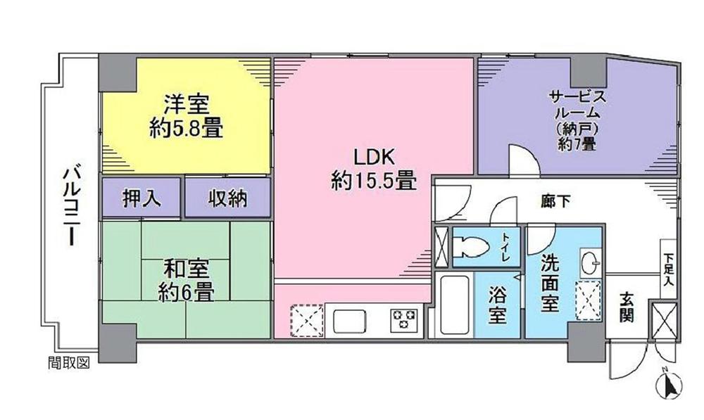Floor plan. 2LDK + S (storeroom), Price 19,800,000 yen, Occupied area 79.81 sq m , Balcony area 7.22 sq m ◎ LDK15 pledge more than + S7 Pledge ◎ interior renovated (2013 / 4)