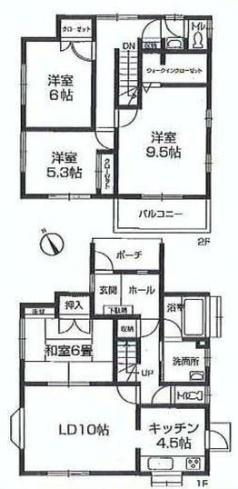 Floor plan. 18,800,000 yen, 4LDK, Land area 216.91 sq m , Building area 106.61 sq m