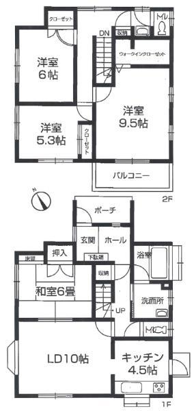 Floor plan. 18,800,000 yen, 4LDK, Land area 216.91 sq m , Building area 106.61 sq m