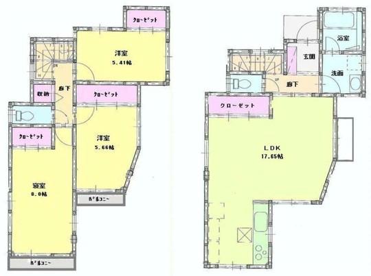 Floor plan. 22 million yen, 3LDK, Land area 120.68 sq m , Building area 91.08 sq m