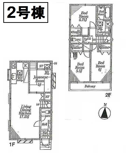 Floor plan. (Building 2), Price 33,800,000 yen, 4LDK, Land area 91.87 sq m , Building area 89.1 sq m
