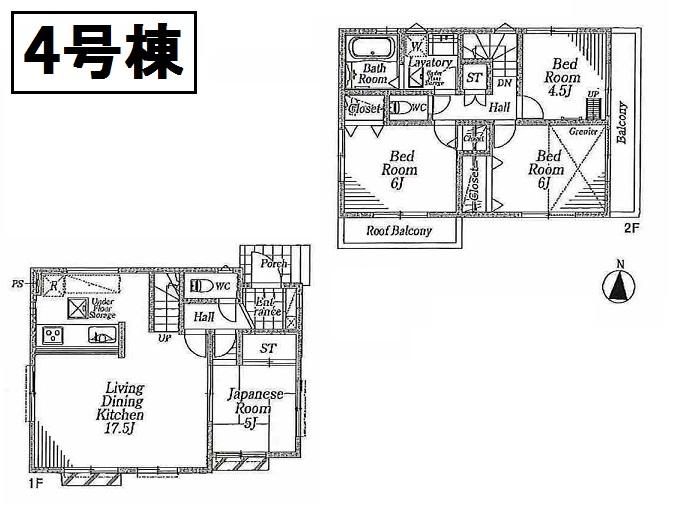 Floor plan. (4 Building), Price 32,800,000 yen, 4LDK, Land area 85.09 sq m , Building area 89.1 sq m