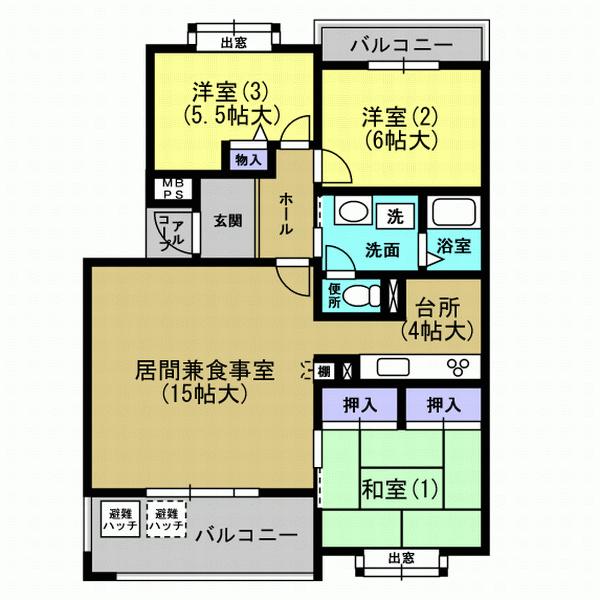 Floor plan. 3LDK, Price 23.8 million yen, Occupied area 84.12 sq m , It is easy living and the arrangement of the balcony area 13.32 sq m furniture.